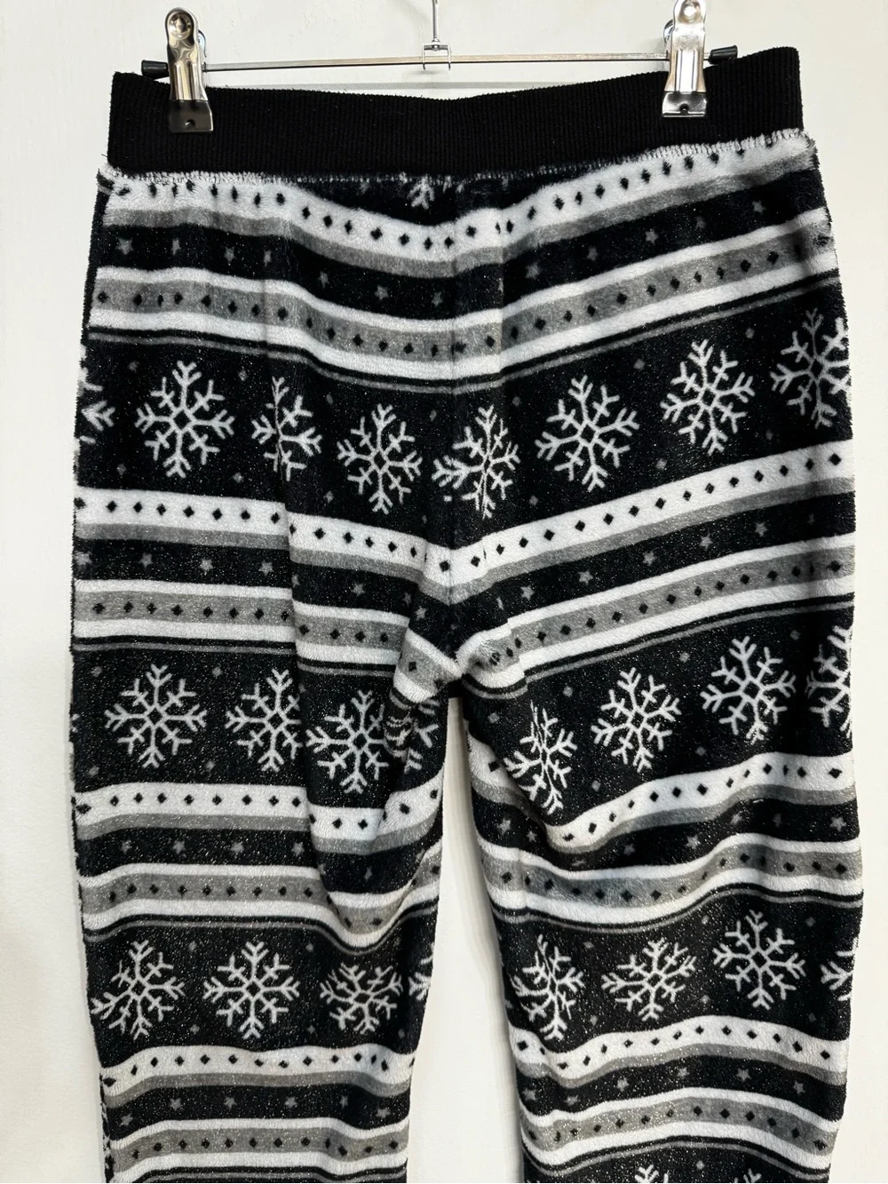 Justice Black & White Knit Lounge Pants with Snowflake Detail